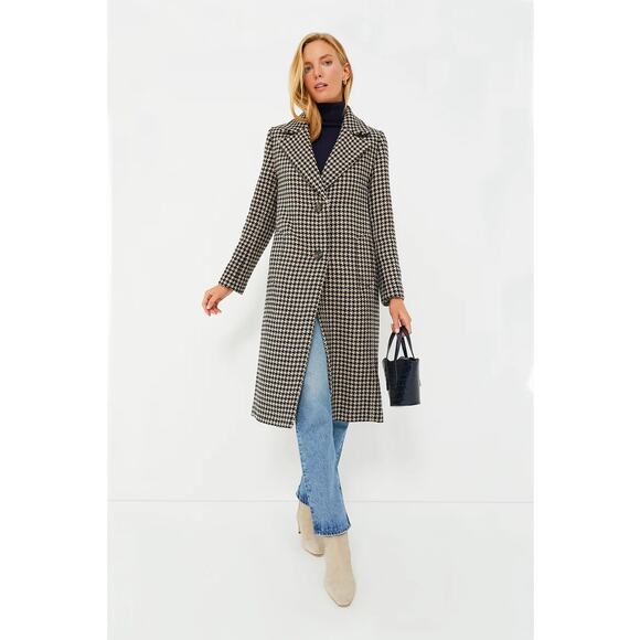 Barbour Jackets & Blazers - BARBOUR LIGHT FAWN HOUNDSTOOTH ANGELINA WOOL COAT
